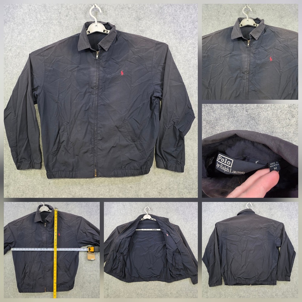 VTG 90s Polo Ralph Lauren Jacket Mens Medium Blue Nylon Full Zip Windbreaker
